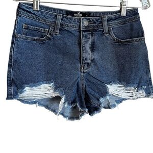 Hollister High Rise Mom Distressed Raw Hem Denim Shorts